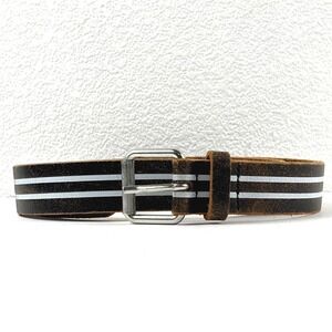Gap Leather Belt Womens Medium Brown White Stripe Made in Italy